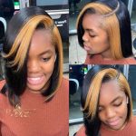 black and honey blonde skunk stripe