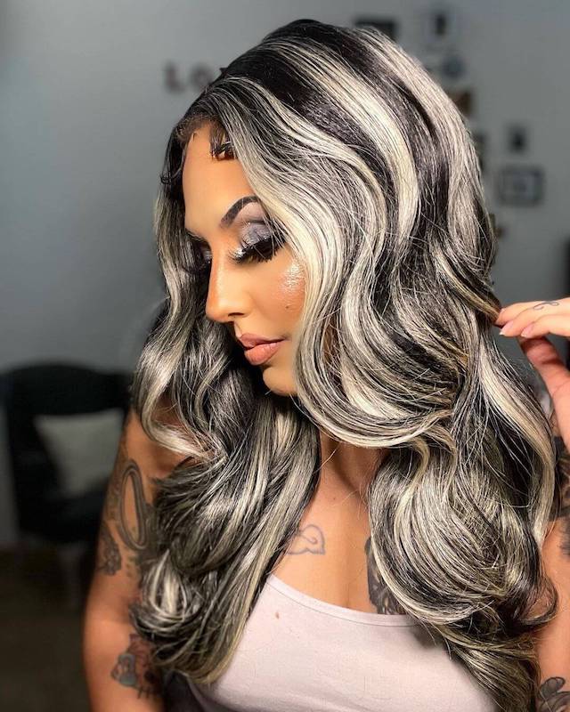 classic skunk stripe hair