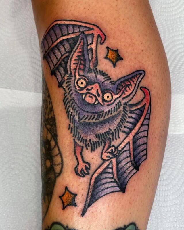 American Traditional Bat Tattoo Design