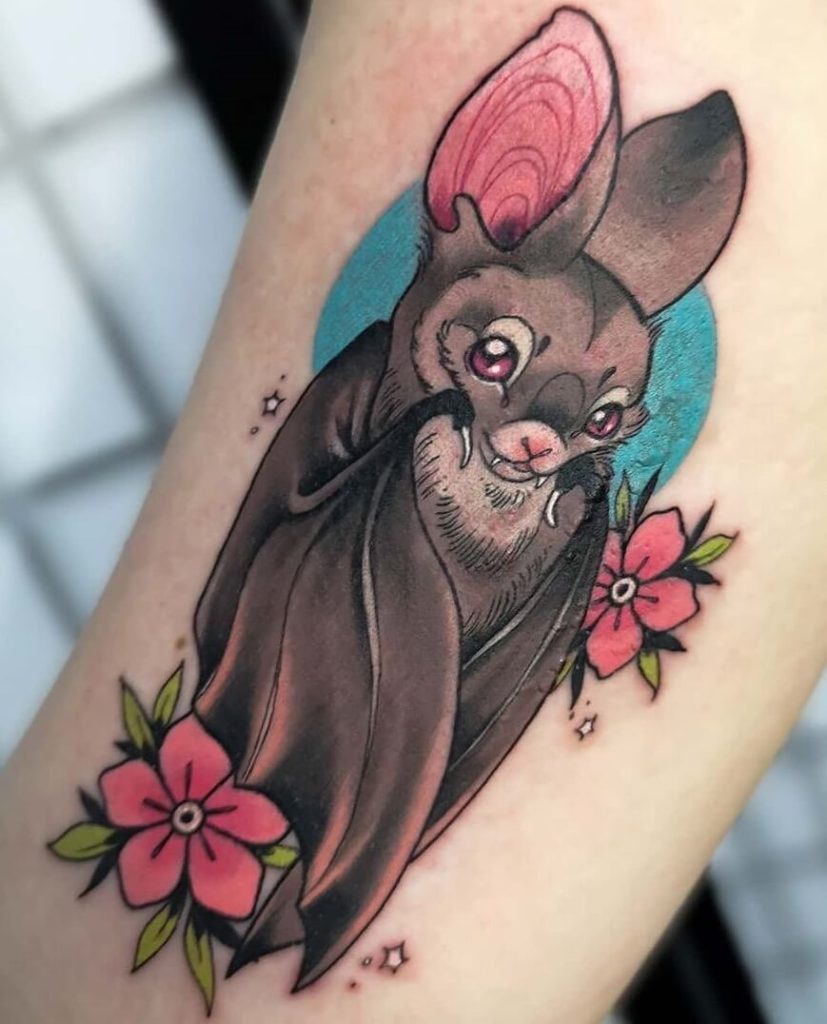 Cute Bat Tattoo Design