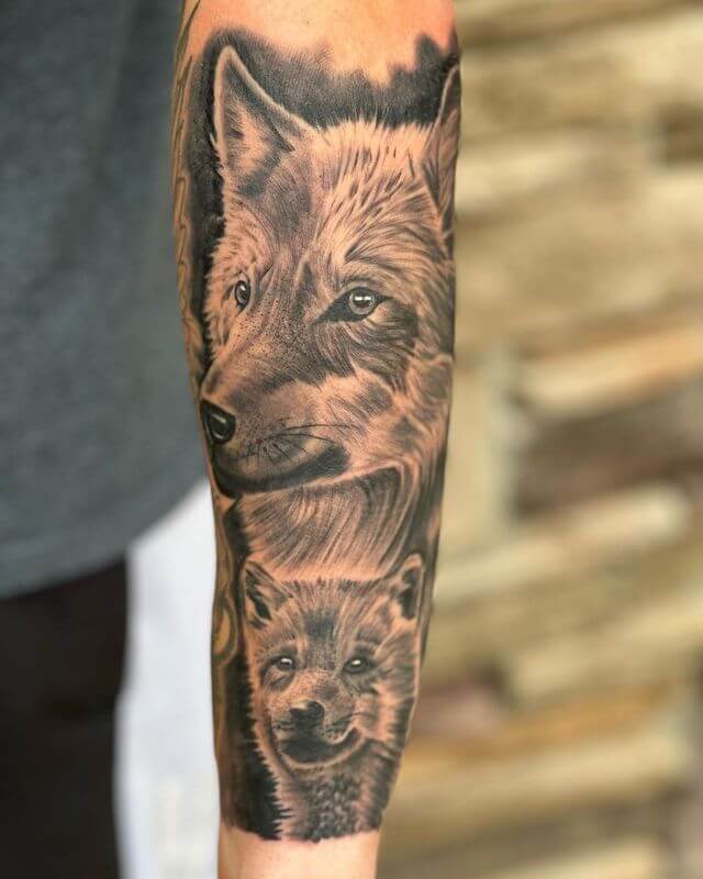 Father son fox tattoo
