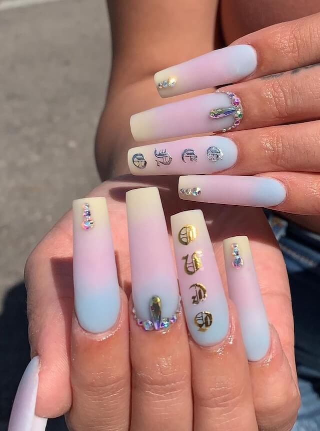Matte Cotton Candy Coffin Nails