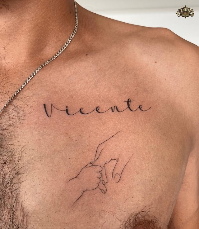 Minimalist father son tattoo