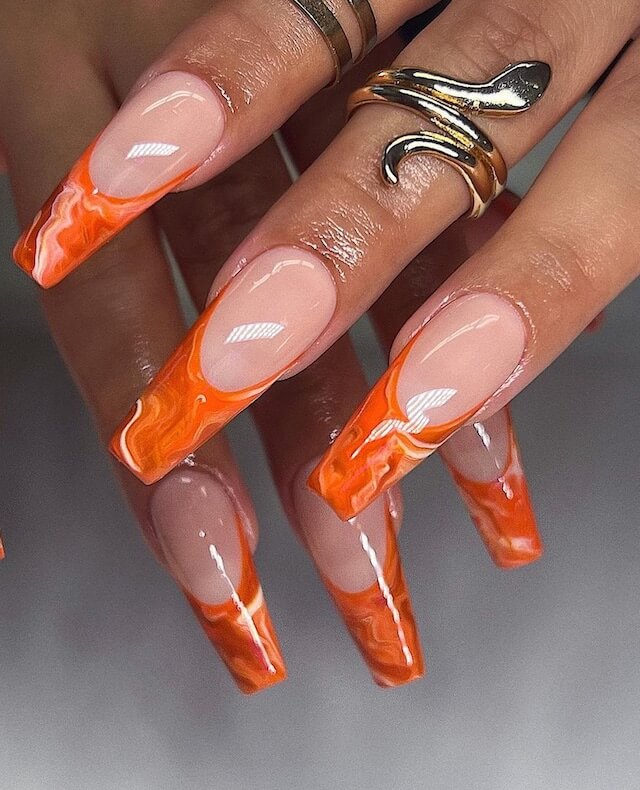 orange coffin nails
