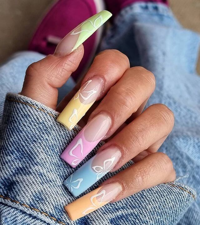 pastel coffin nails