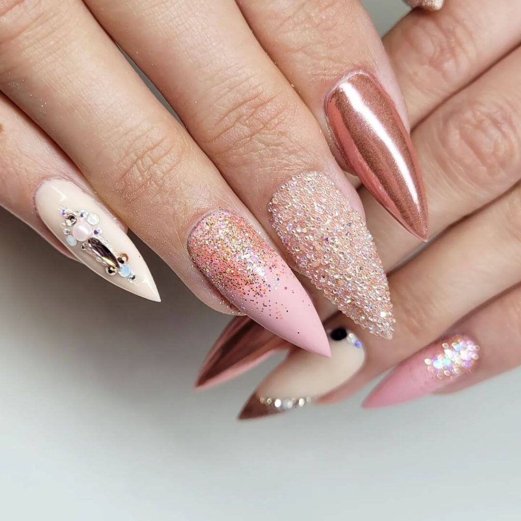 Rose Gold metallic nails