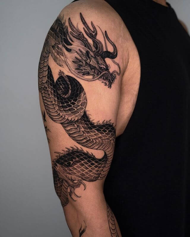 Wrap around arm Dragon Tattoo