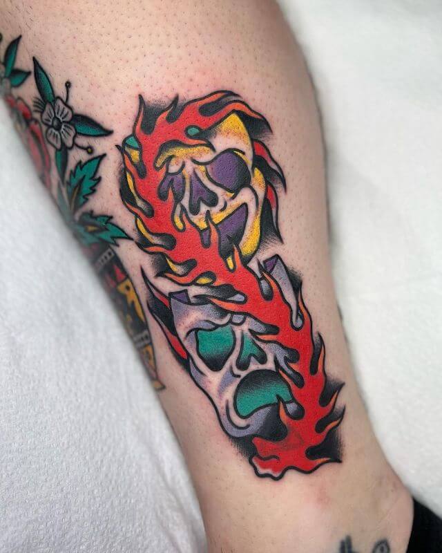 Laugh Now Cry Later Skull Tattoo