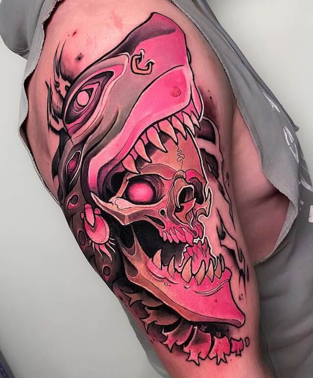 skull shark tattoo