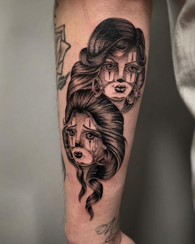 Smile Now Cry Later Lady Heads Tattoo
