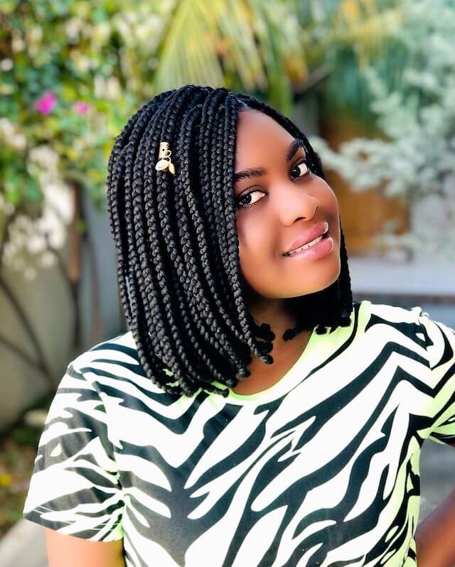 Black Short Box Braided Bob