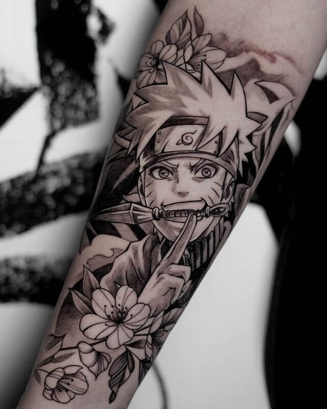 Black and Grey Naruto Tattoo