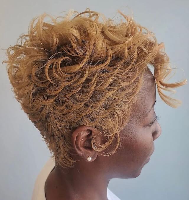 Black woman blonde Pixie