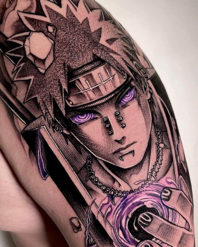Full Sleeve Nagato Pain Tattoo