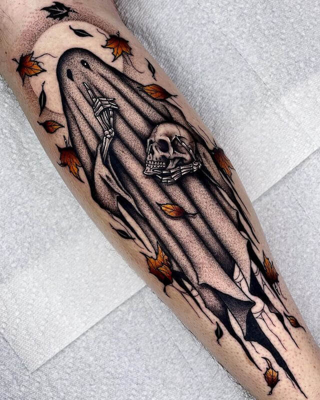 Ghost and Skull Tattoo
