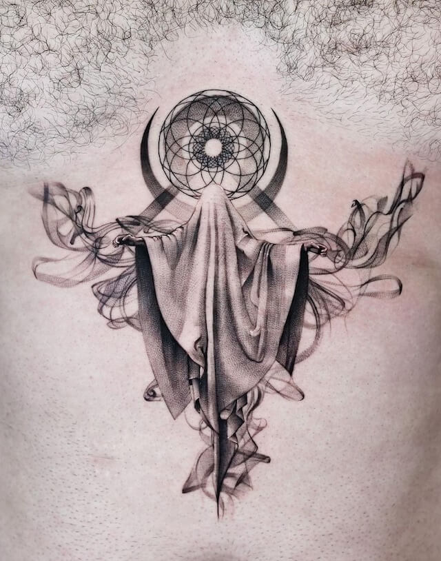 Geometric Ghost Tattoo