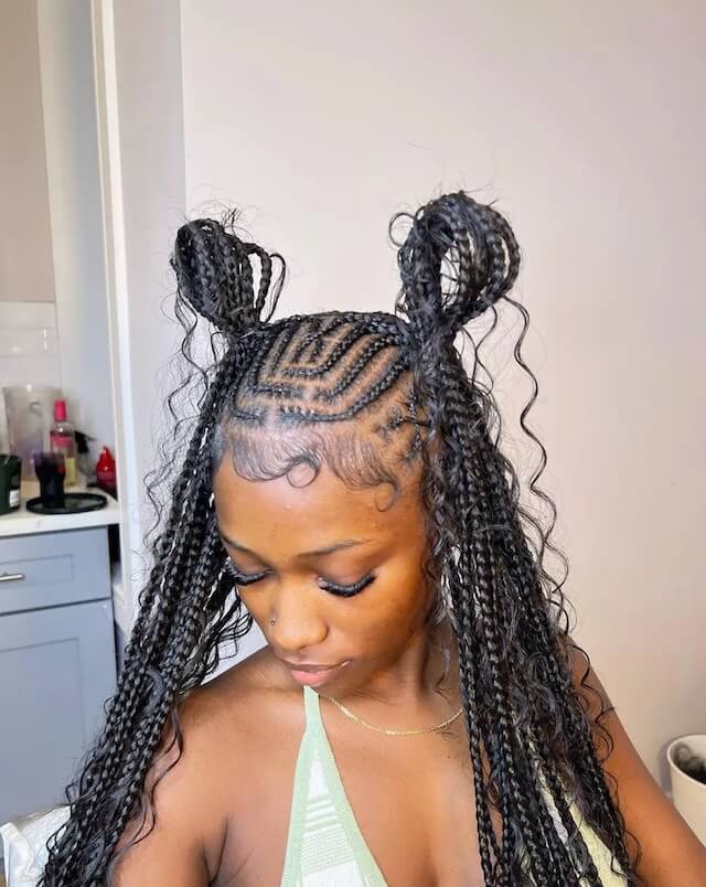Lemonade Braids with Two Top Knots