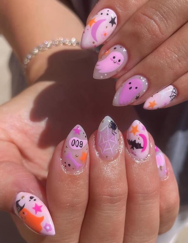 Light Pink Spooky Nails