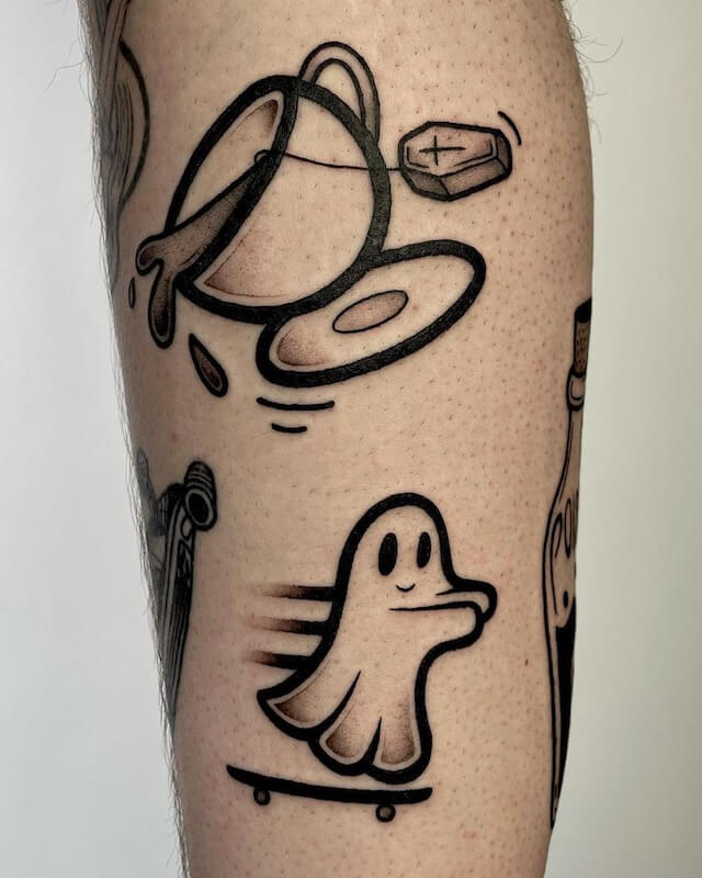 skater ghost tattoo