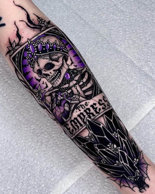 Skeleton the empress card tattoo