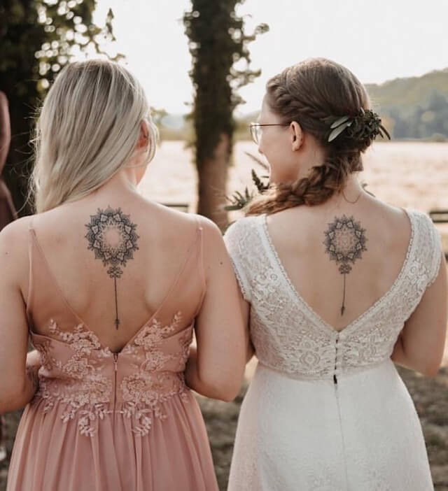 matching mandala tattoo for sister