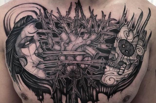 Broken Heart chest Tattoo