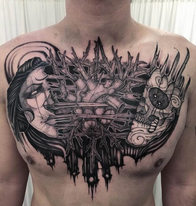Broken Heart chest Tattoo
