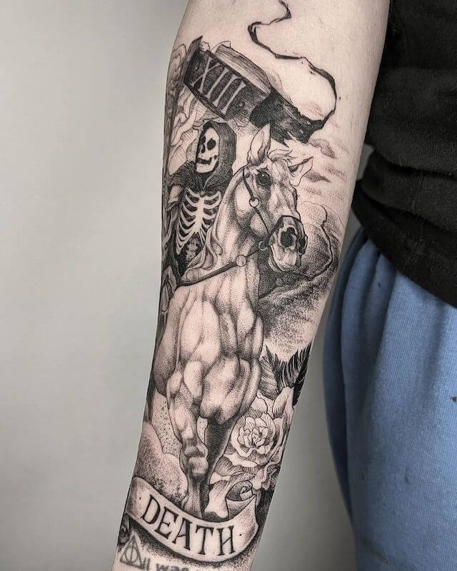Death ride a horse tattoo