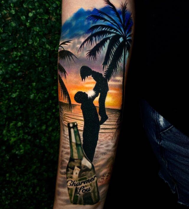 Father Son and Beach Tattoo