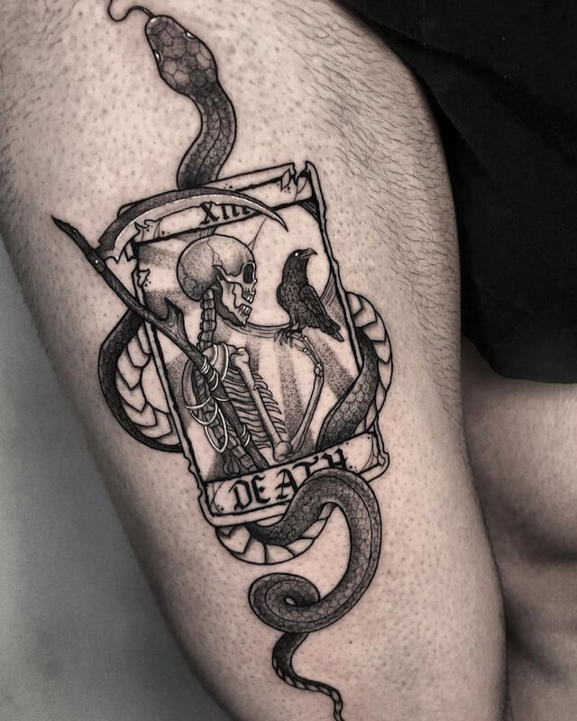 The death and serpent card tattoo