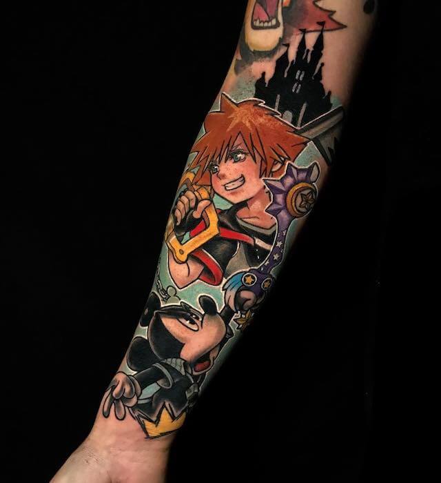 colored kingdom hearts tattoo