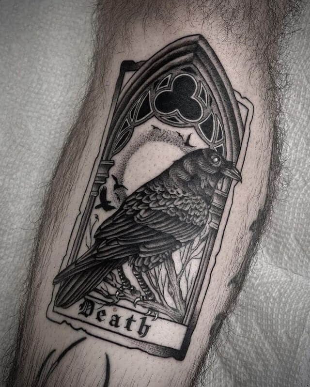 Crow Death tarot card tattoo