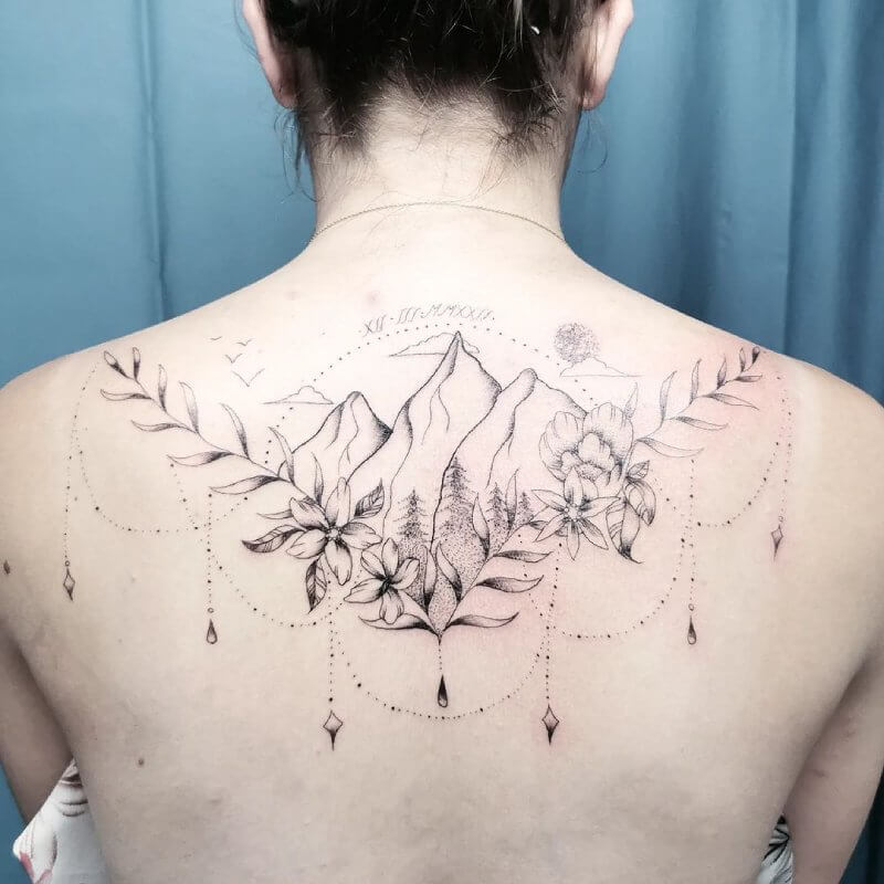 fiminine mountain tattoo