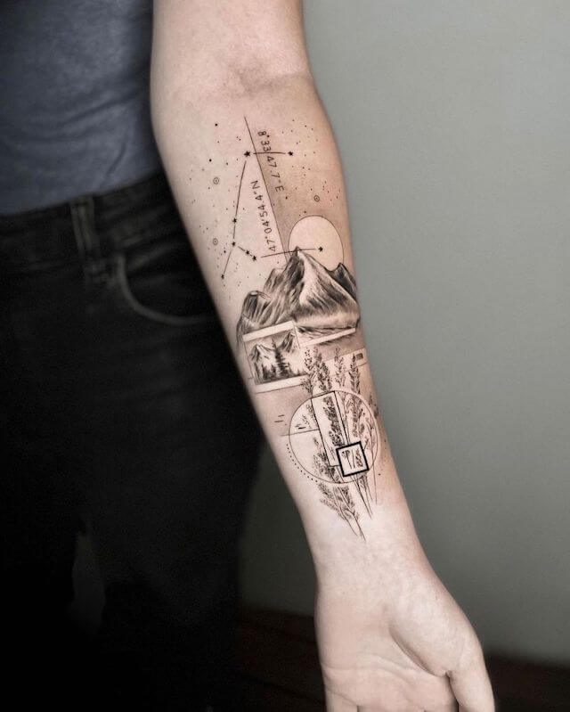 mountain half sleeve tattoo