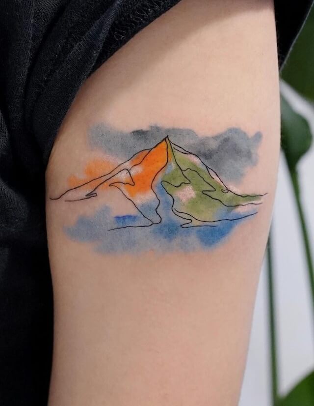 Water Color Mountain Tattoo