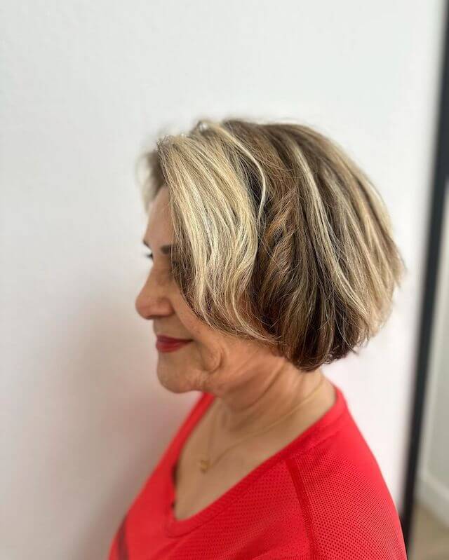Skung Stripe Short Bob women over 50
