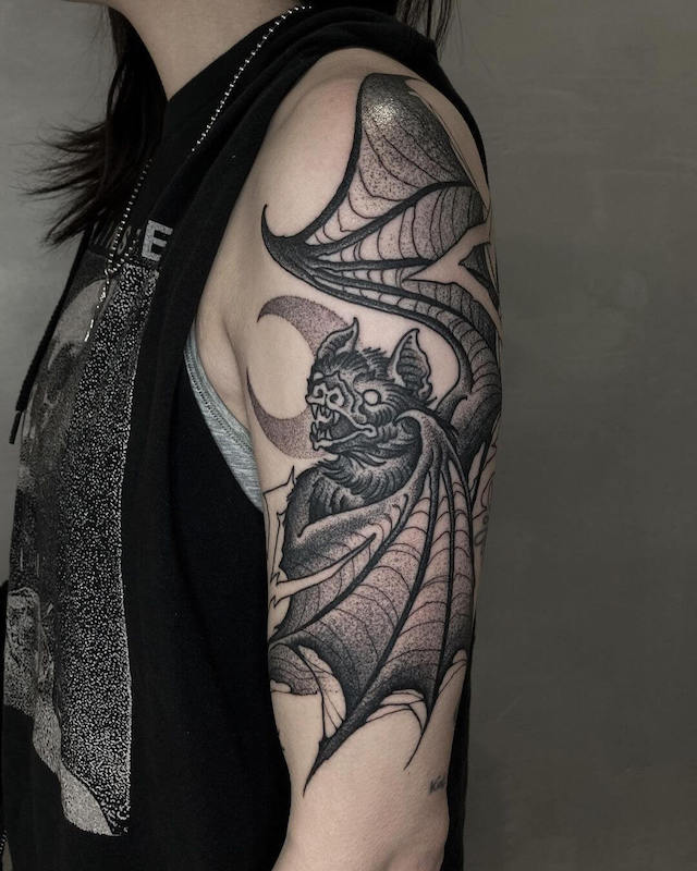 half sleeve bat tattoo