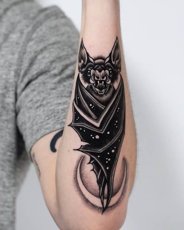 upside down bat tattoo