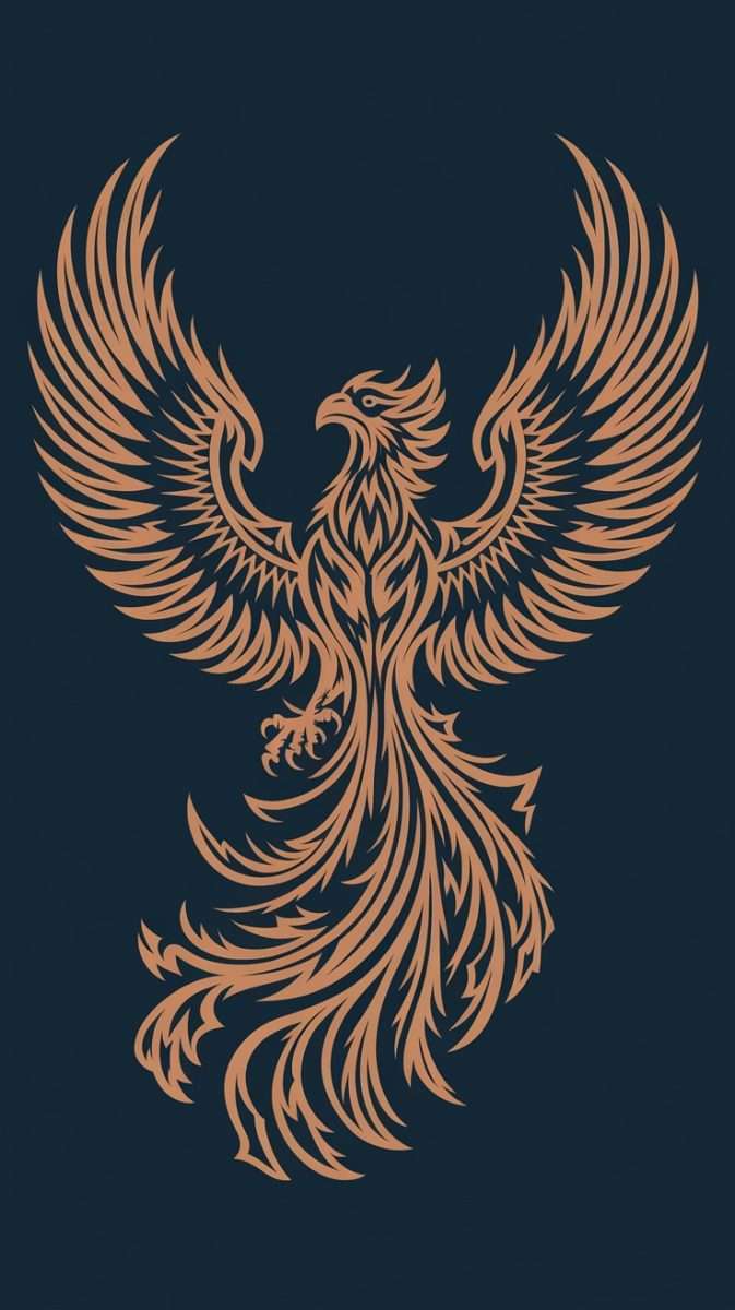 Tribal phoenix tattoo design with intricate patterns and flowing lines